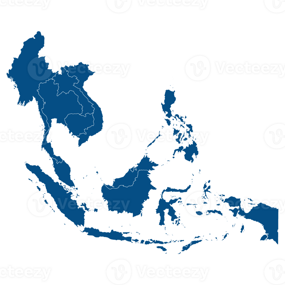 Southeast Asia country Map. Map of Southeast Asia in blue color. png