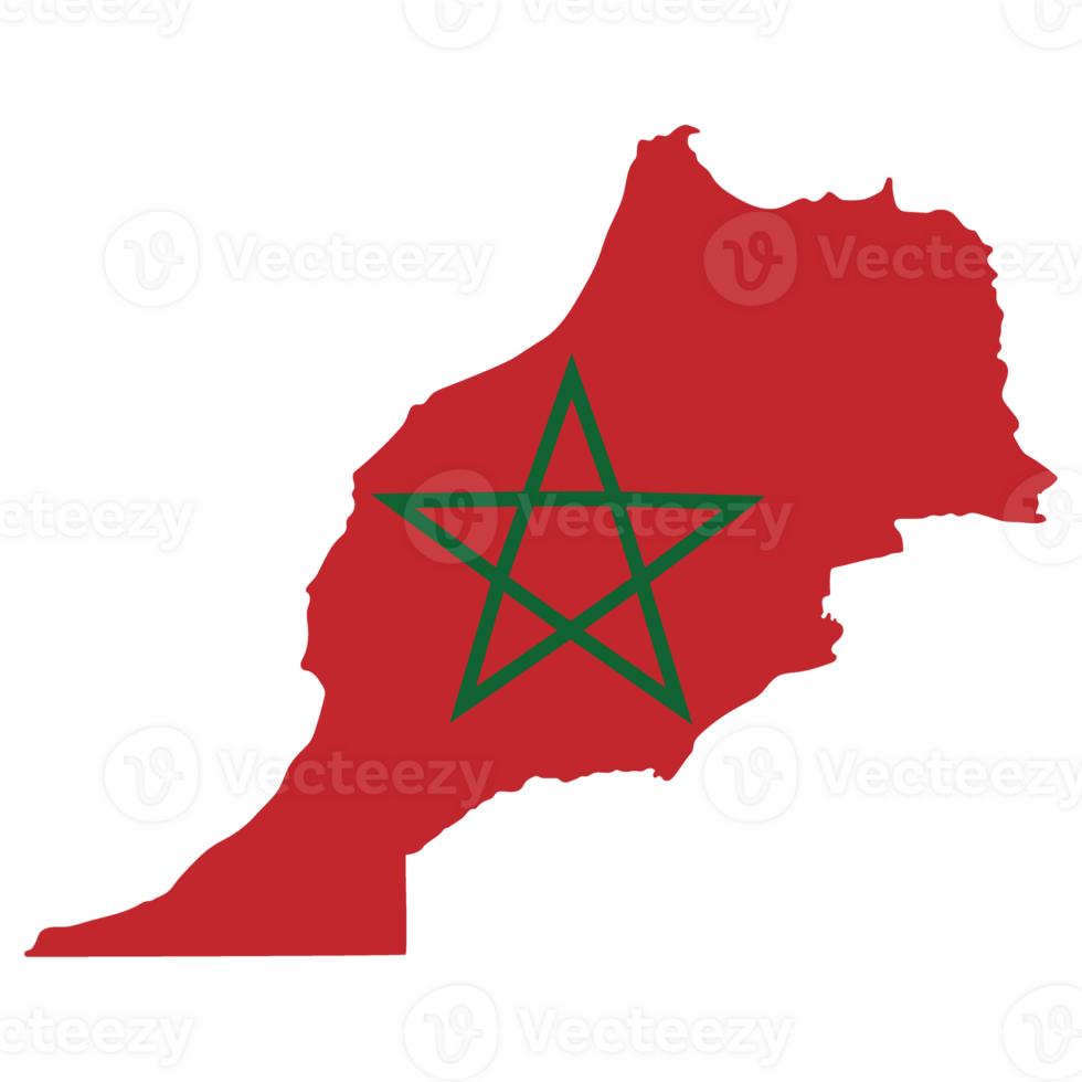 Map of Morocco with national flag of Morocco png