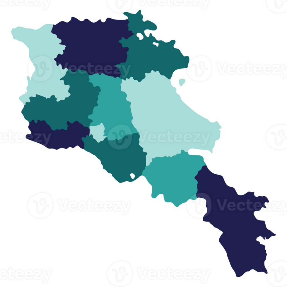 Armenia map. Map of Armenia in administrative provinces in multicolor png
