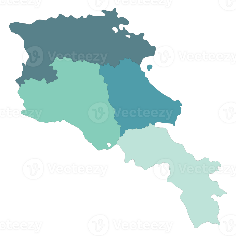 Armenien Karte. Karte von Armenien im vier Main Regionen im Mehrfarbig png