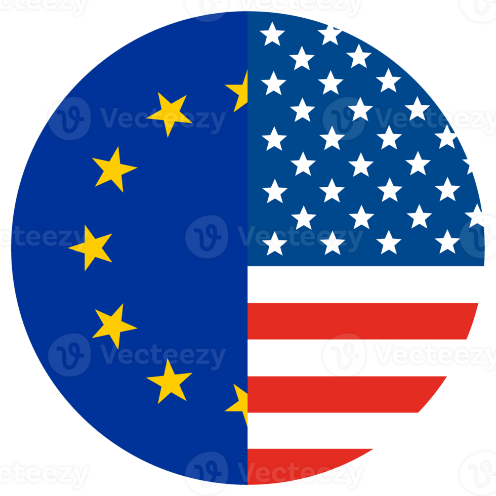 Estados Unidos vs UE. mapa de unido estados de America y el europeo Unión en circulo forma png