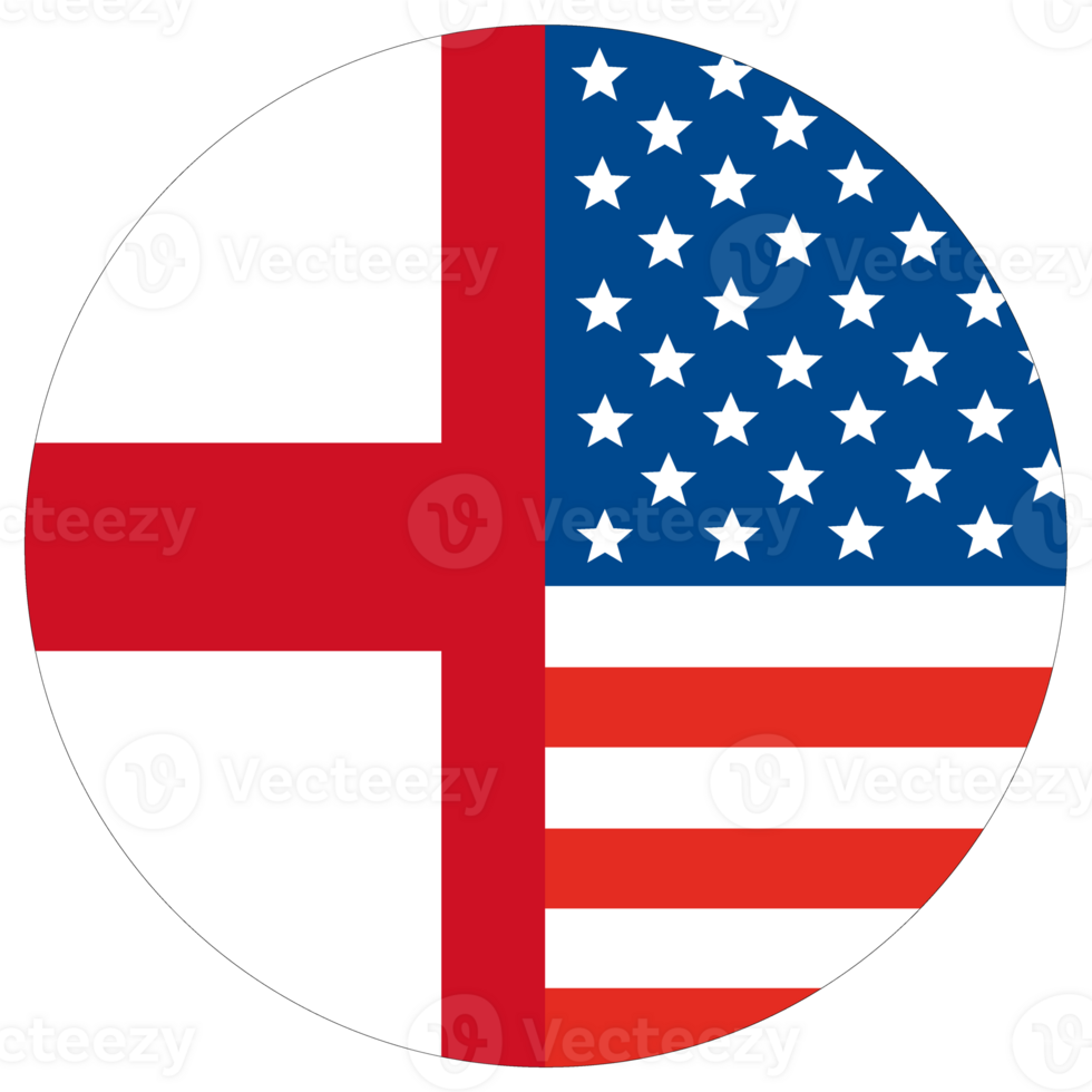 EUA vs Inglaterra. mapa do Unidos estados do América e Inglaterra dentro círculo forma png