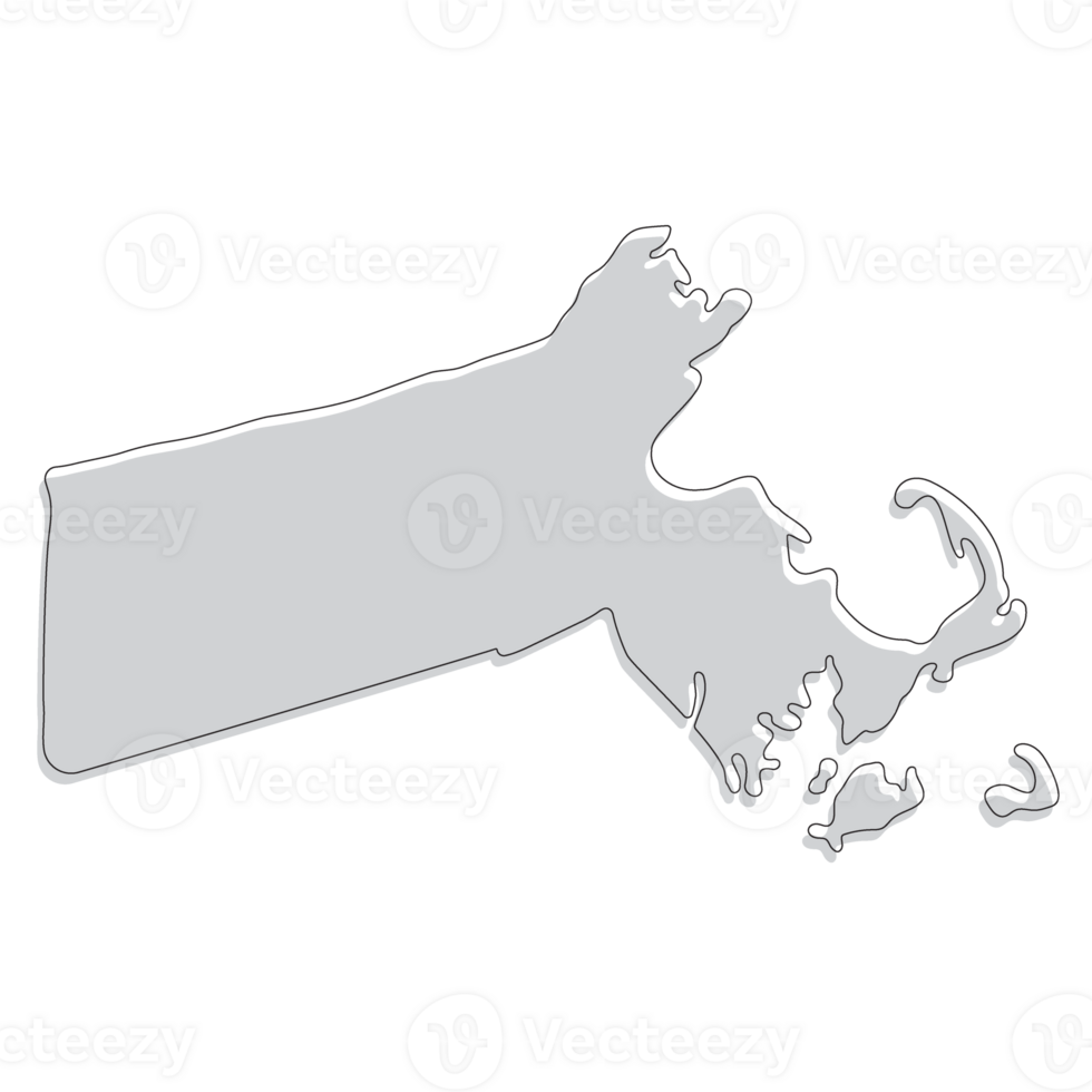 Massachusetts state map. Map of the U.S. state of Massachusetts. png