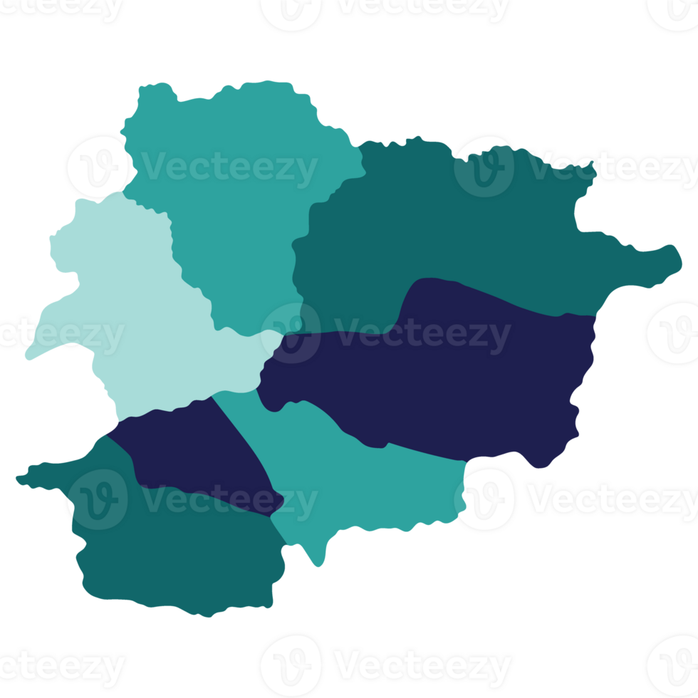Andorra map. Map of Andorra in administrative provinces in multicolor png