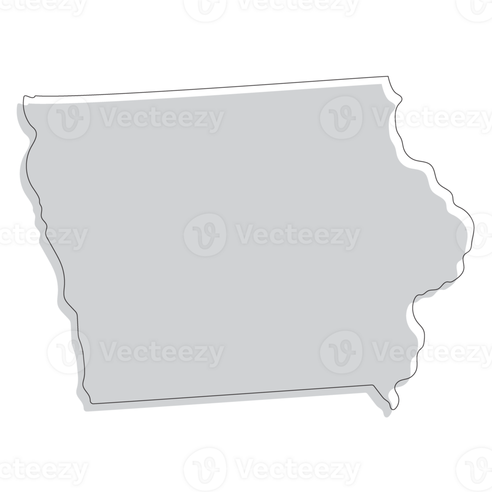 Iowa state map. Map of the U.S. state of Iowa. png