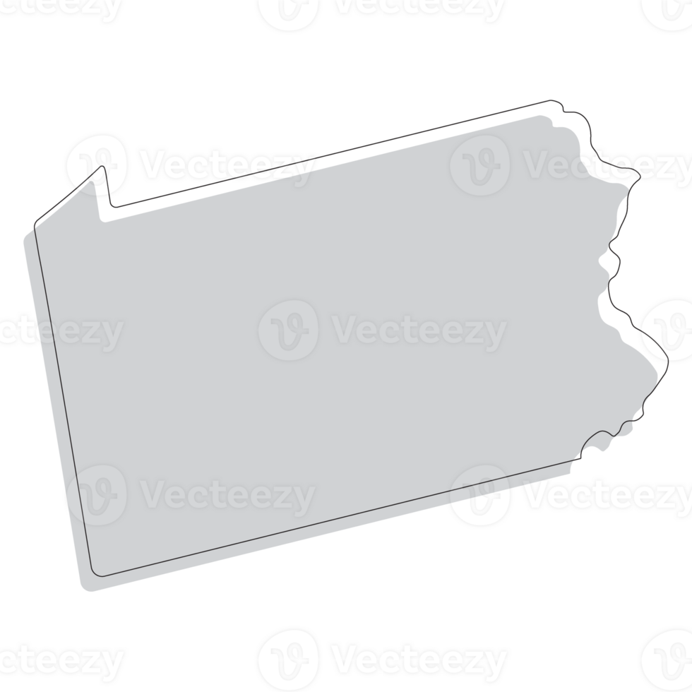 Pennsylvania state map. Map of the U.S. state of Pennsylvania. png