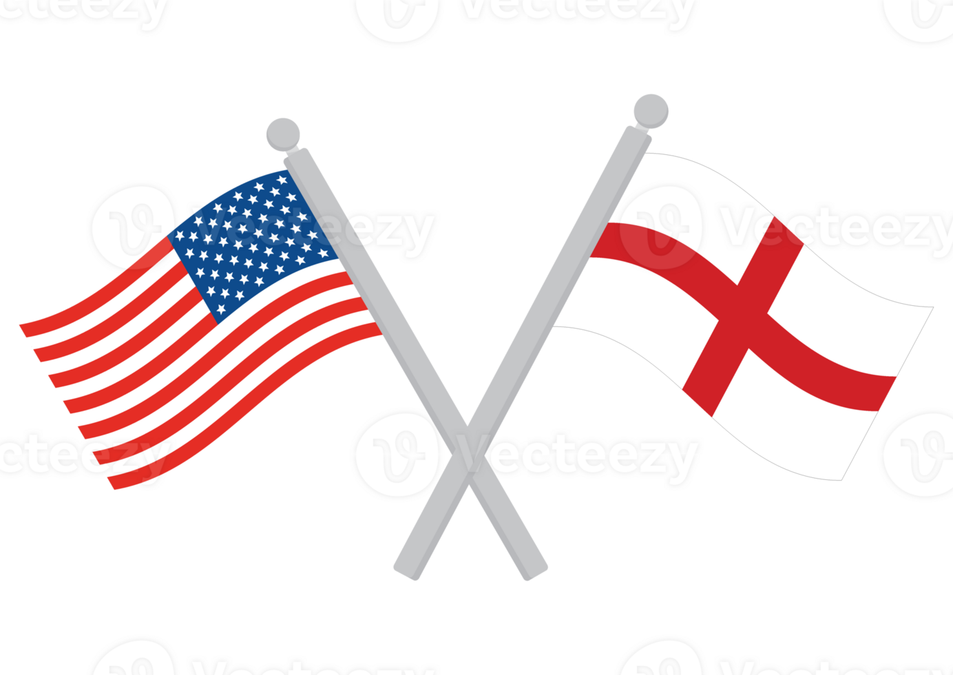 Stati Uniti d'America vs Inghilterra. carta geografica di unito stati di America e Inghilterra su pennone. png