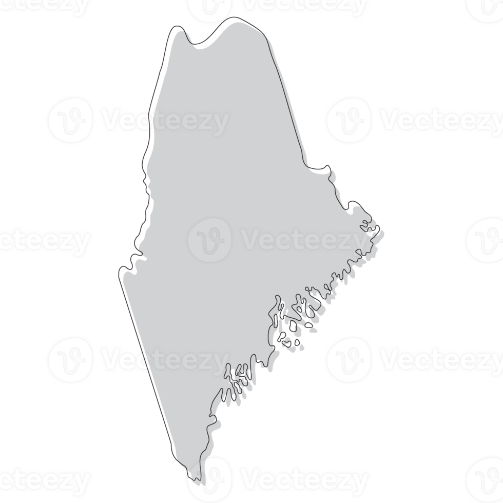 Maine state map. Map of the U.S. state of Maine. png