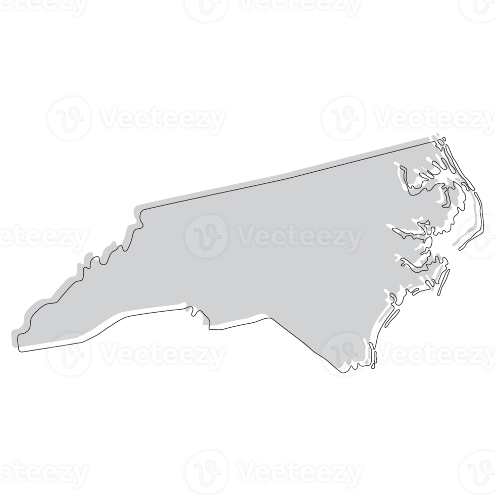 North Carolina state map. Map of the U.S. state of North Carolina. png