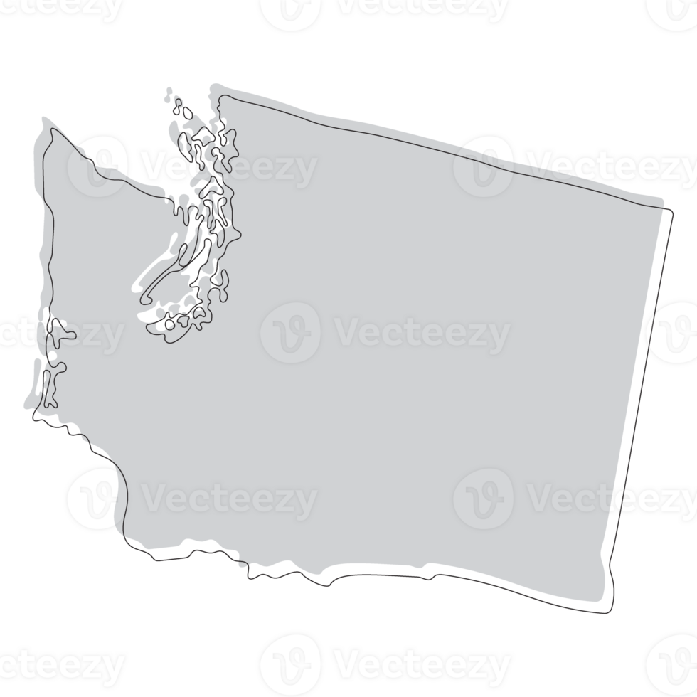 Washington state map. Map of the U.S. state of Washington. png