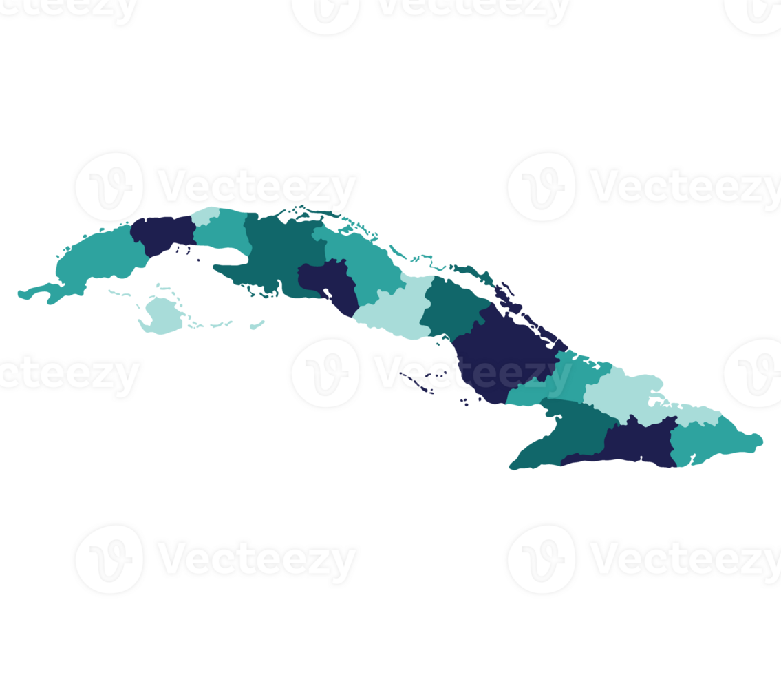 kuba Karta. Karta av kuba i administrativ provinser i Flerfärgad png