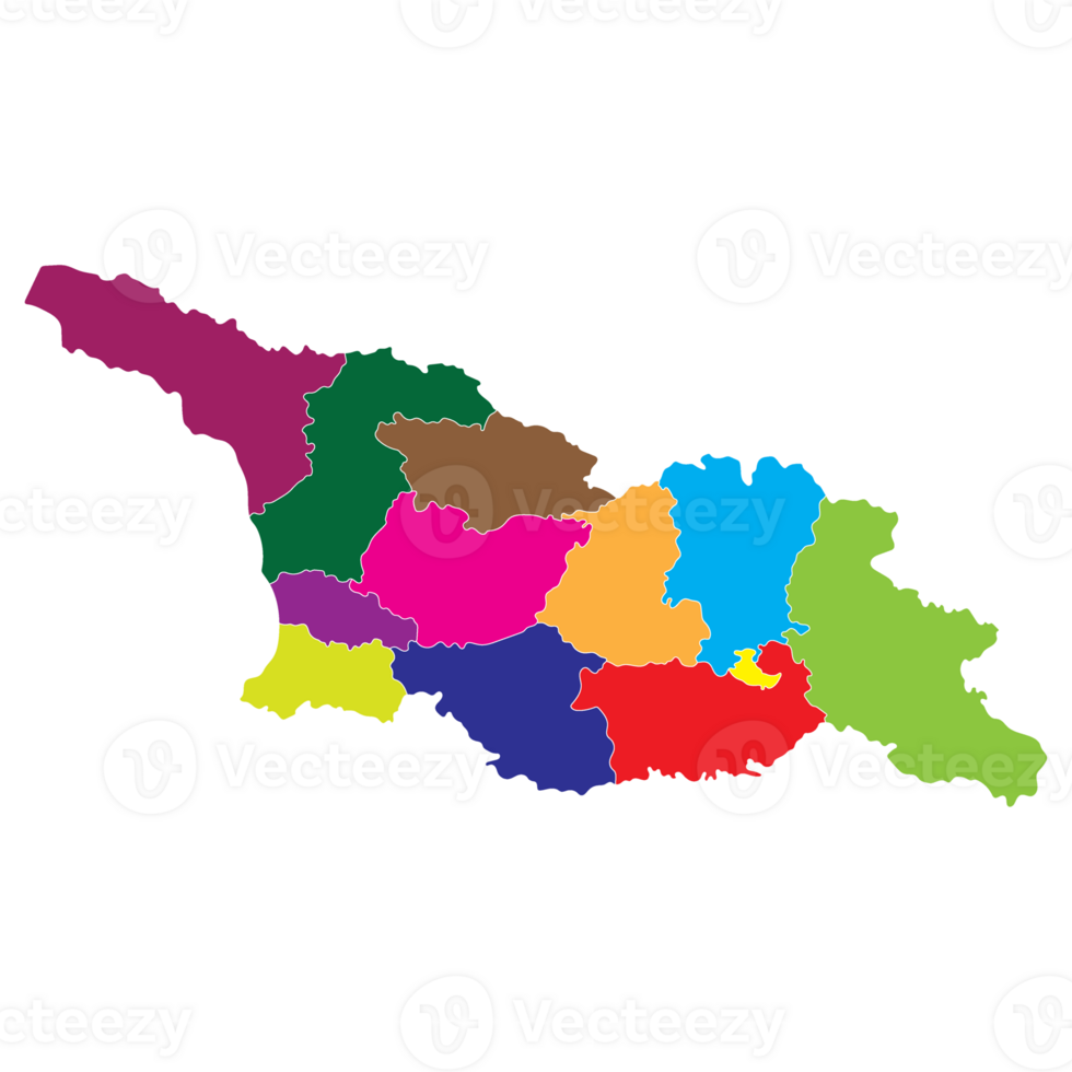 Georgia map. Map of Georgia in administrative provinces in multicolor png