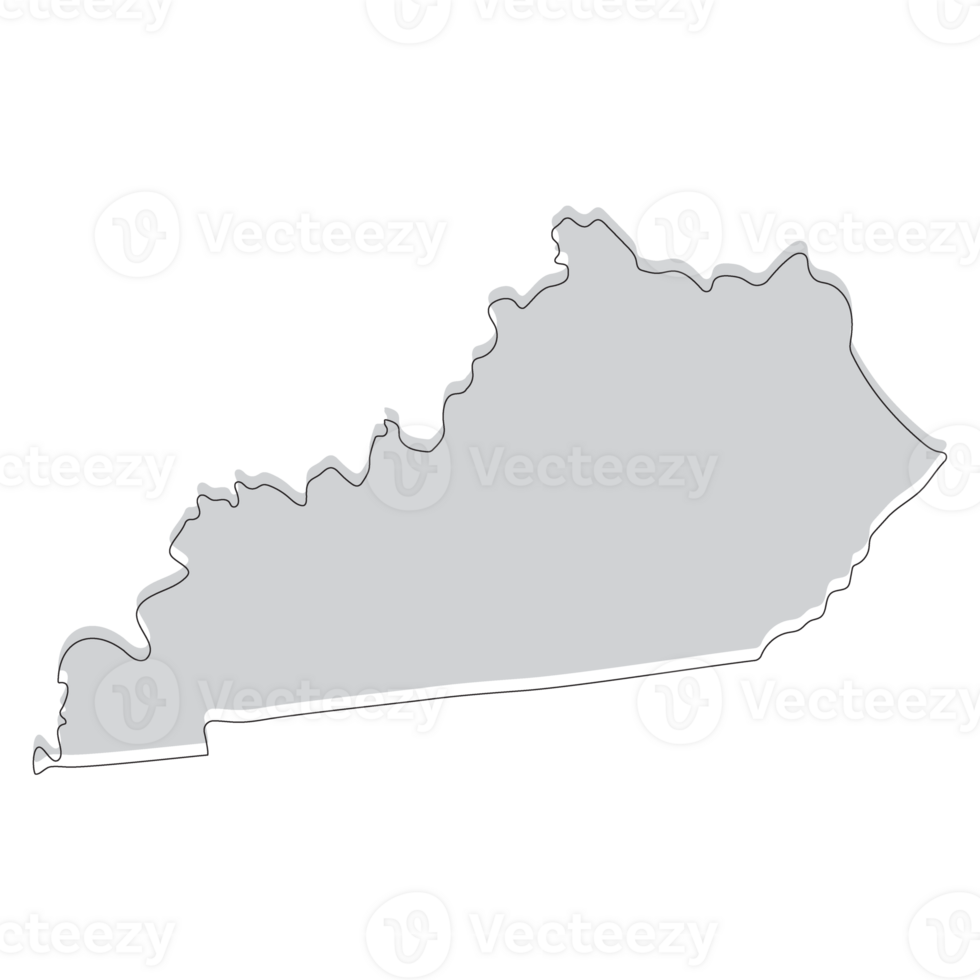 Kentucky state map. Map of the U.S. state of Kentucky. png