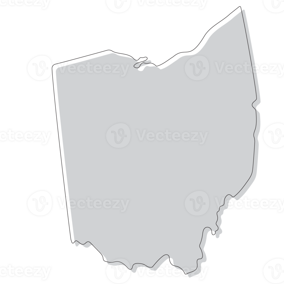 Ohio state map. Map of the U.S. state of Ohio. png