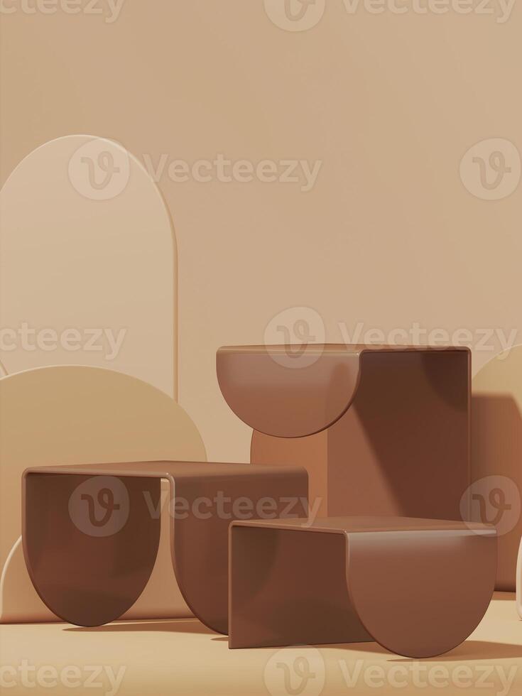 Product placement in a vertical, minimal mockup scene. 3D rendering photo