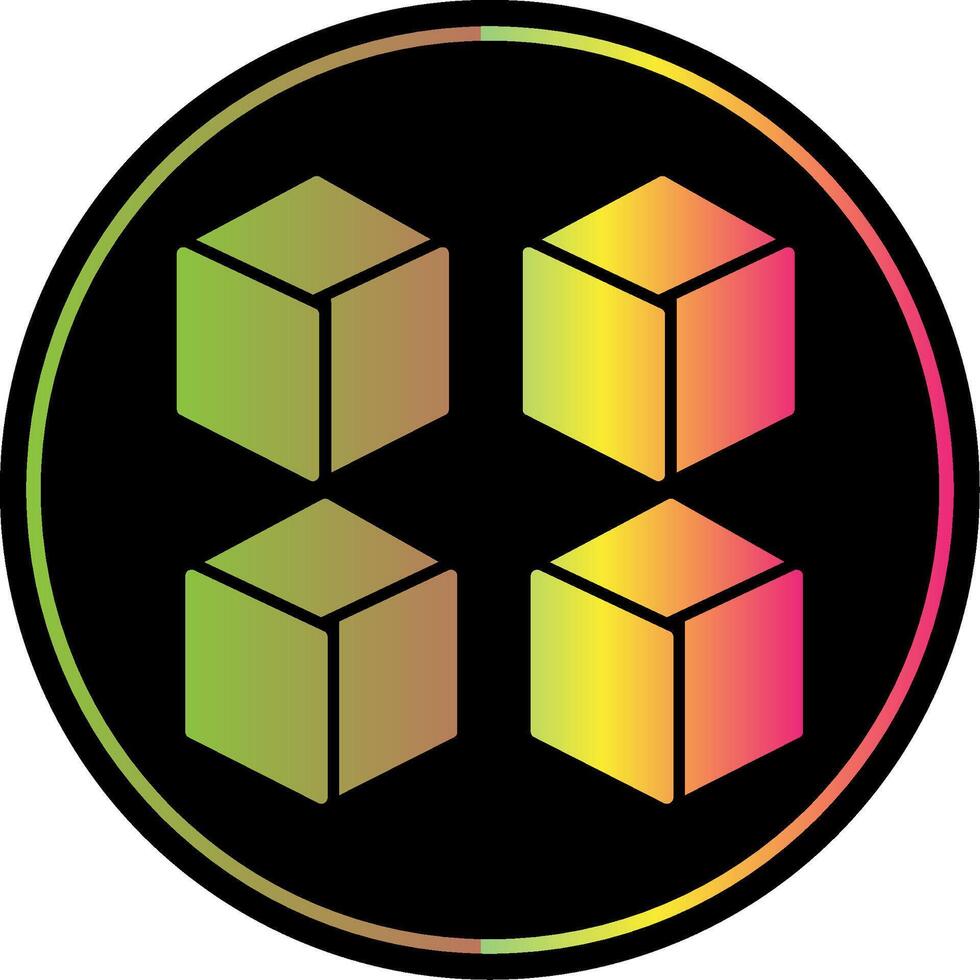 Cube Glyph Due Color Icon vector