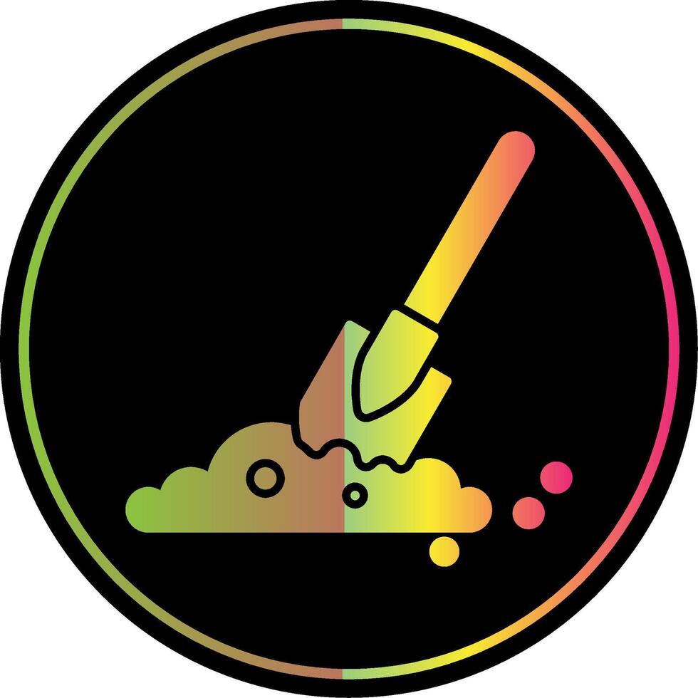 Shovel In Soil Glyph Due Color Icon vector