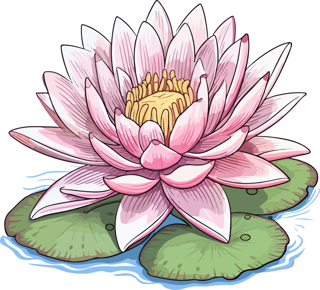 AI generated waterlily illustration isolated on transparent background. png