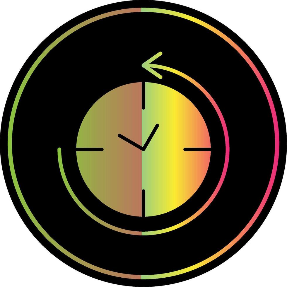 anti agujas del reloj glifo debido color icono vector