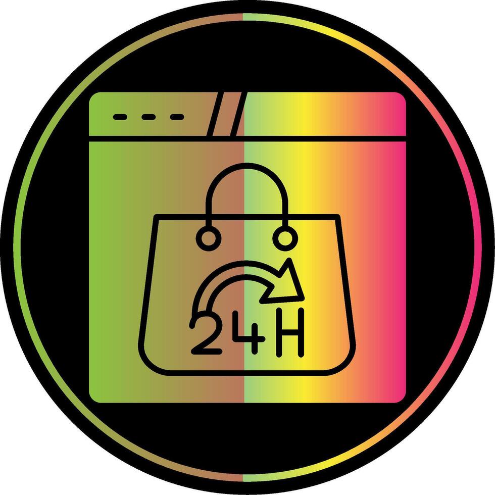 24 Hours Glyph Due Color Icon vector