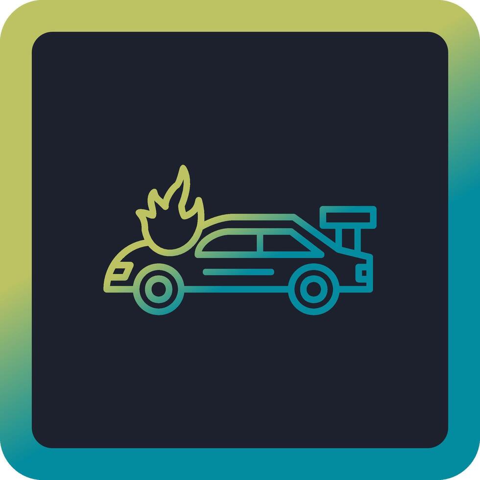 Accident Car In Fire Vector Icon