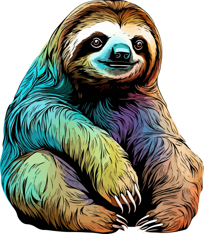 AI generated sloth illustration isolated on transparent background. png