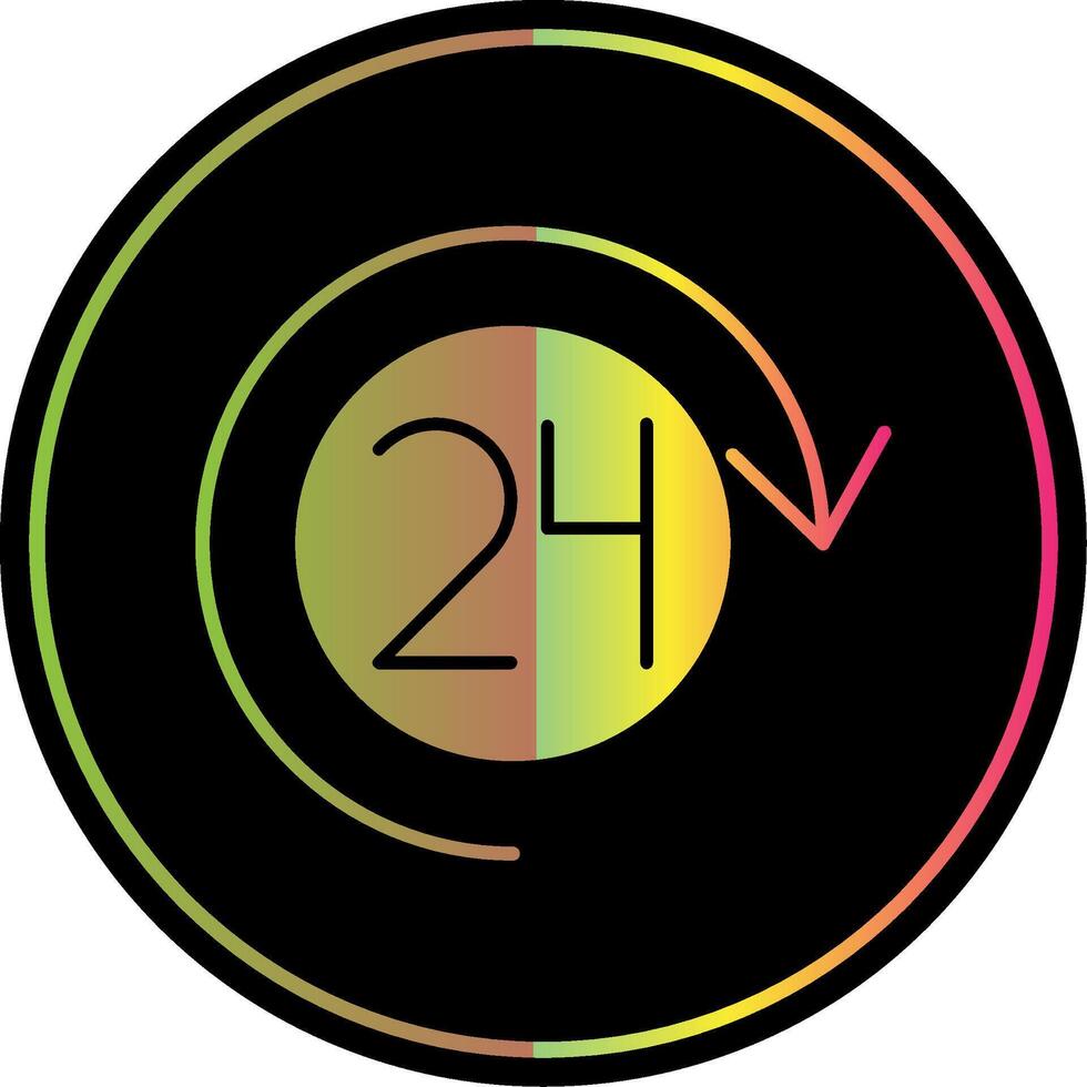 Open 24 Hours Glyph Due Color Icon vector