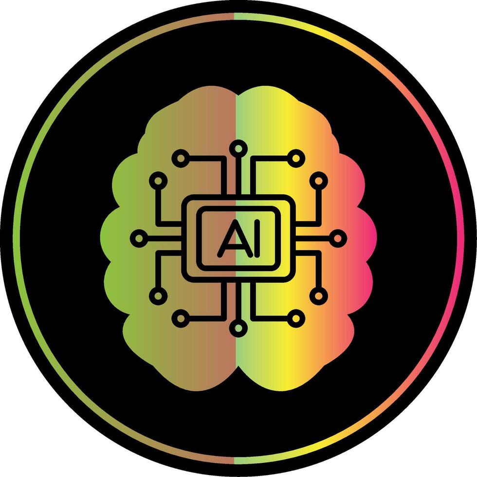 Artificial Intelligence Glyph Due Color Icon vector