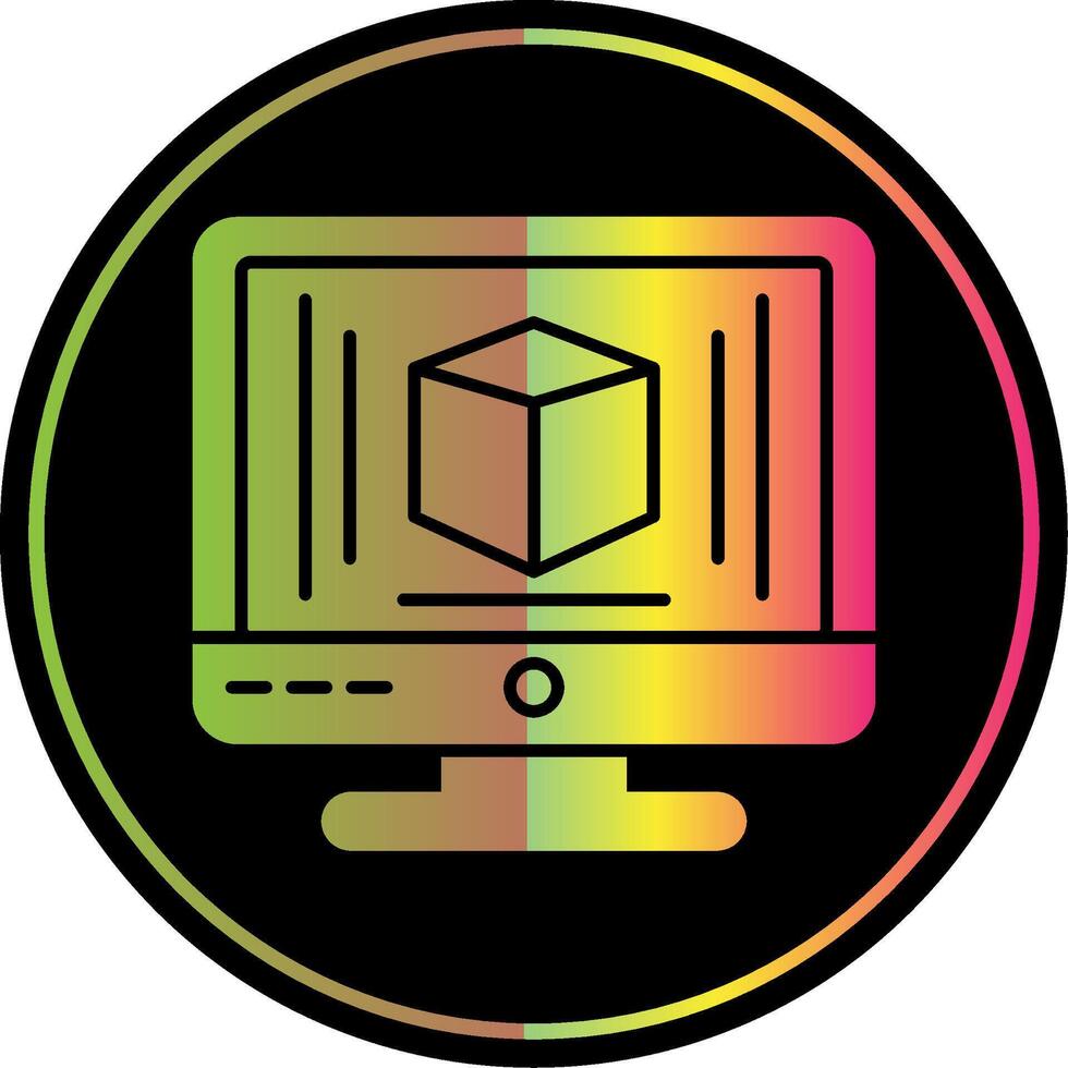 3d Modeling Glyph Due Color Icon vector