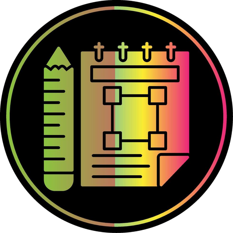 Sketchbook Glyph Due Color Icon vector
