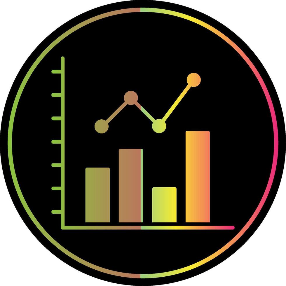 Bar Chart Glyph Due Color Icon vector