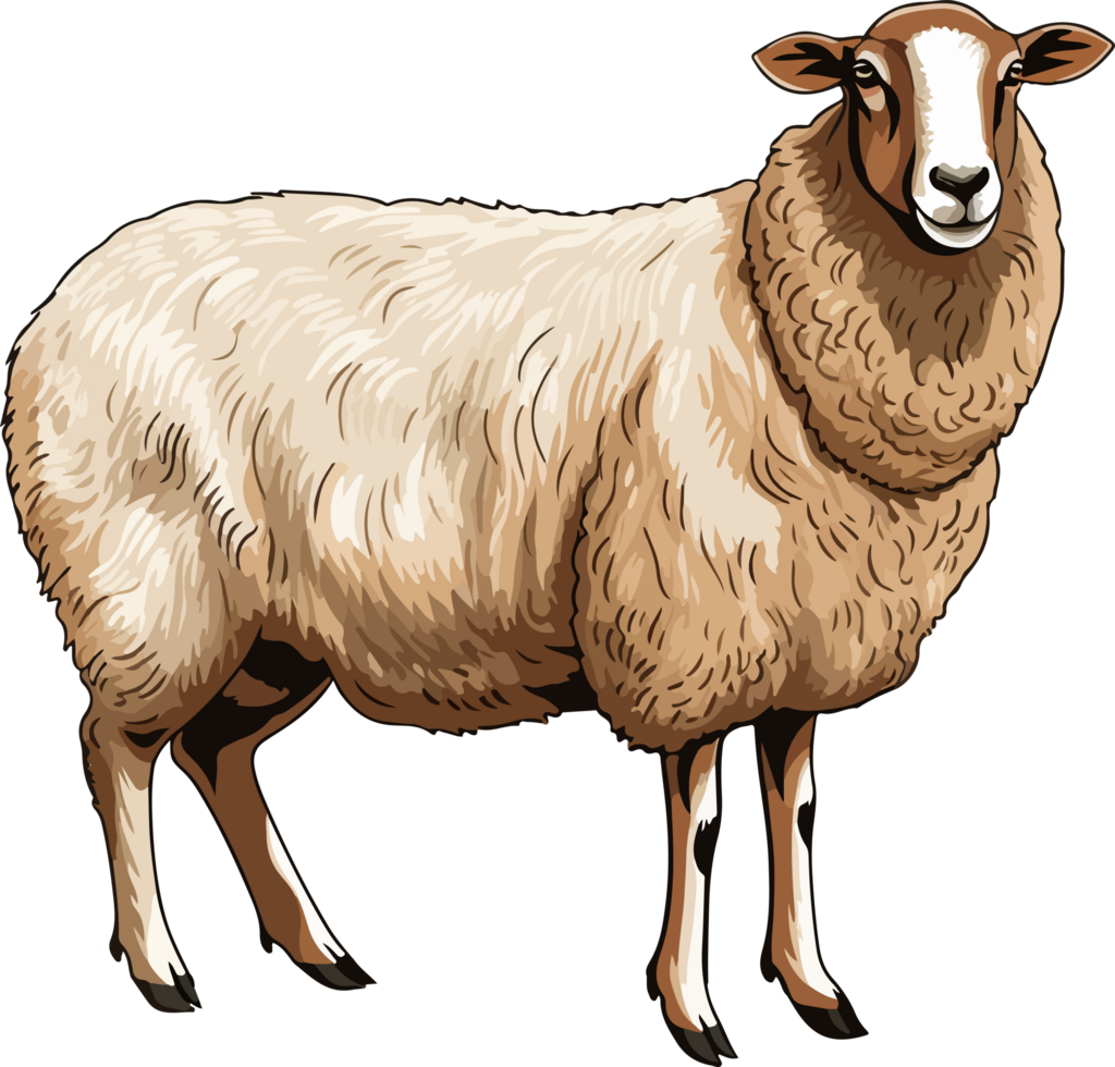 AI generated sheep illustration isolated on transparent background. png