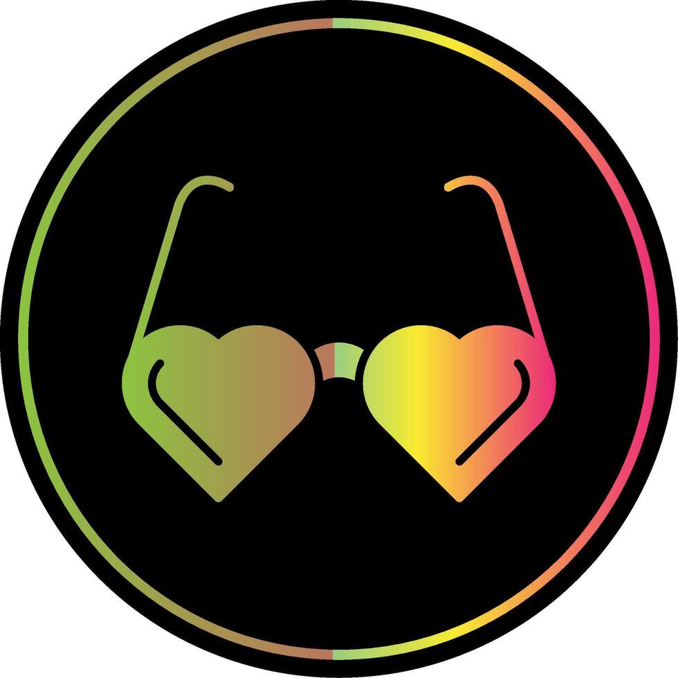 Heart Glasses Glyph Due Color Icon vector