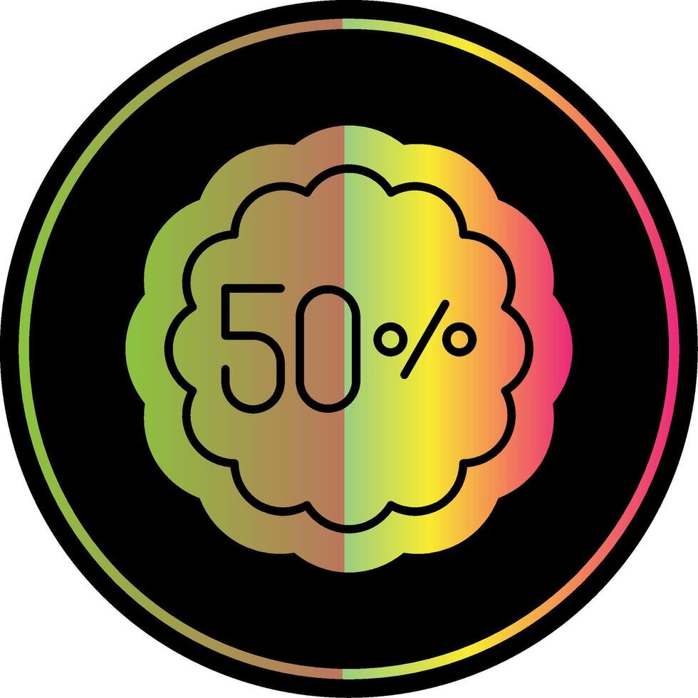 50 por ciento glifo debido color icono vector