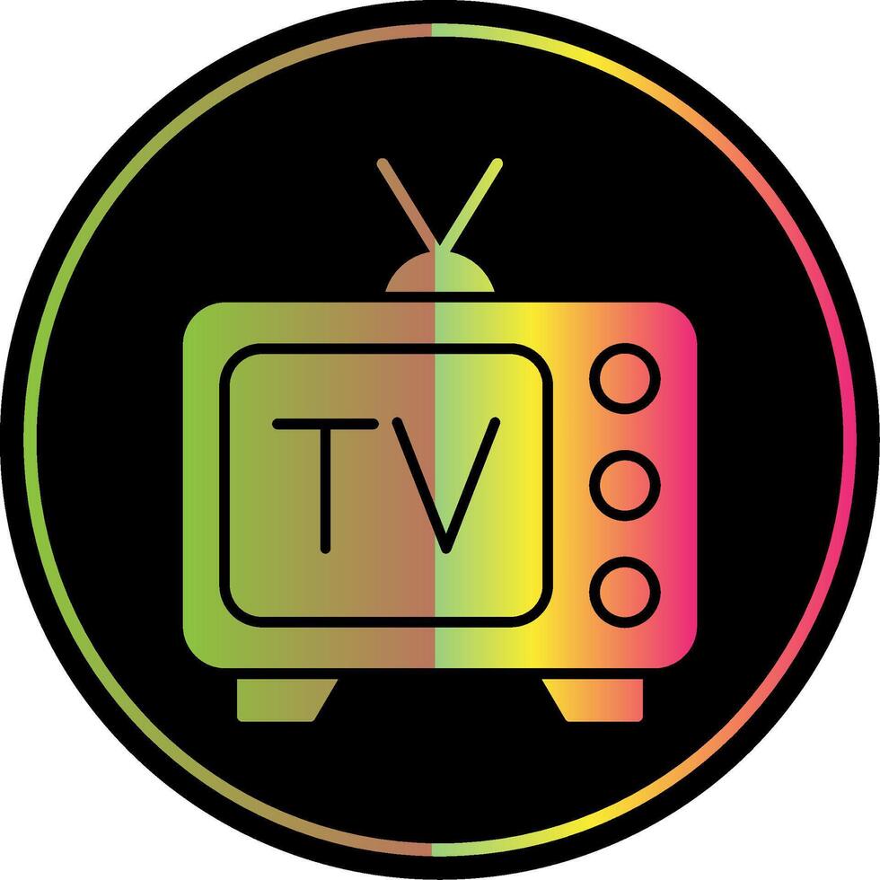 televisión glifo debido color icono vector