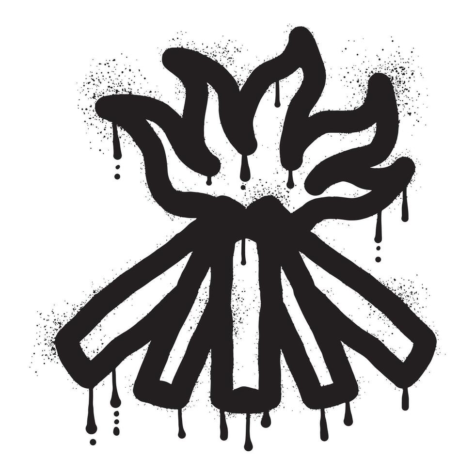 Bonfire graffiti drawn with black spray paint vector