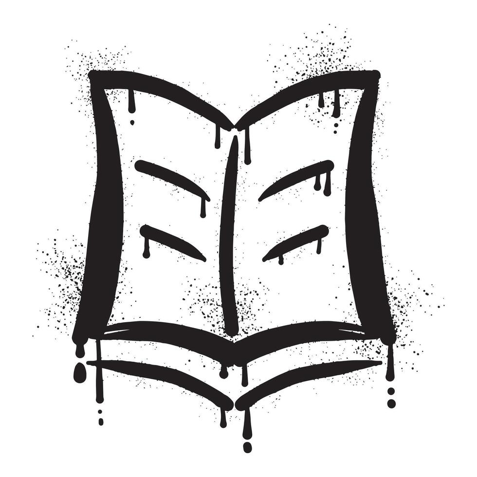 Book graffiti drawn with black spray paint vector