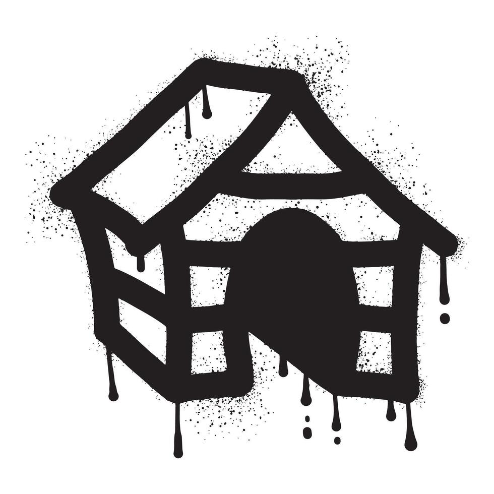 Dog kennel graffiti drawn with black spray paint vector