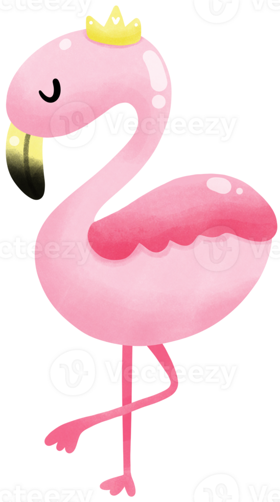 Pink flamingo with crown png
