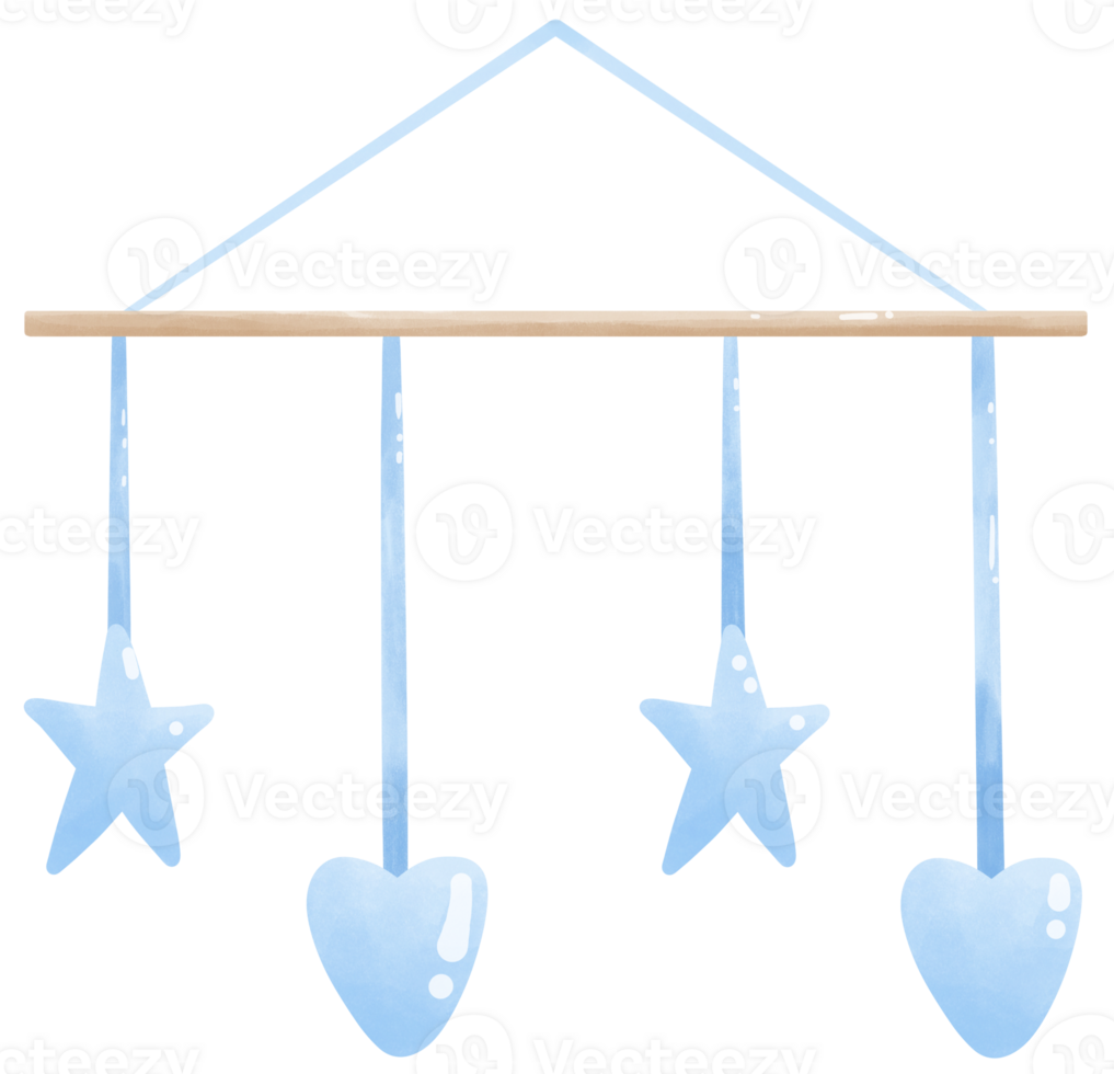 Baby mobile with star and heart png