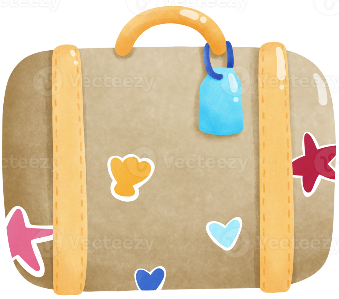 Travel suitcase with sticker png
