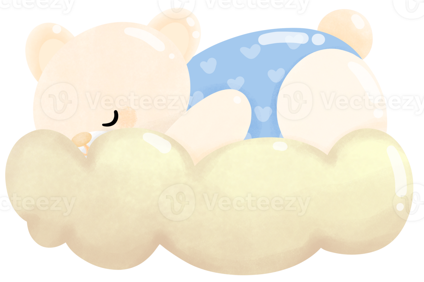 Bear sleep on cloud png