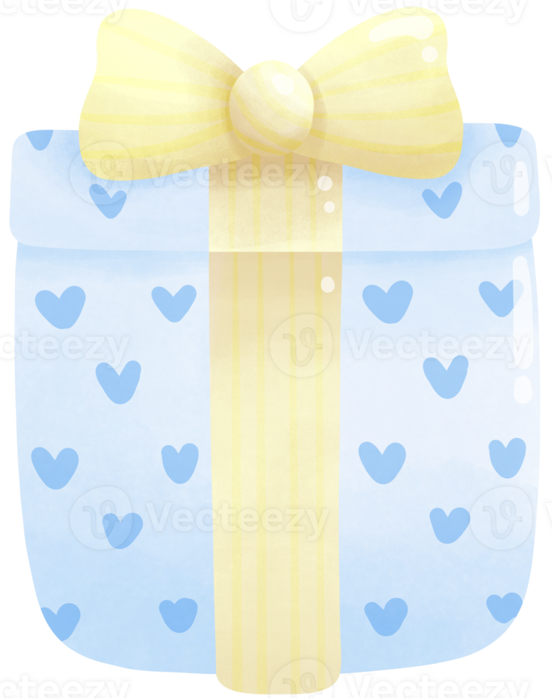 Blue gift box with yellow ribbon png