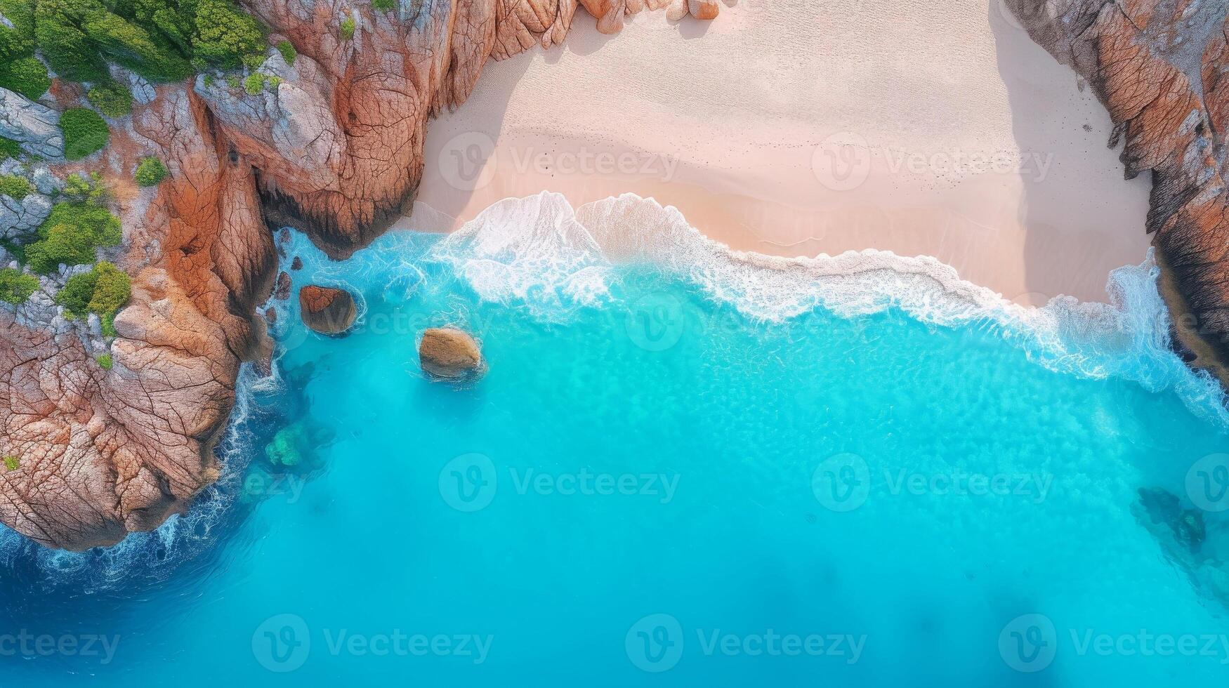 AI generated Top view of beautiful island with sand beach ,aerial drone shot, Generative AI photo