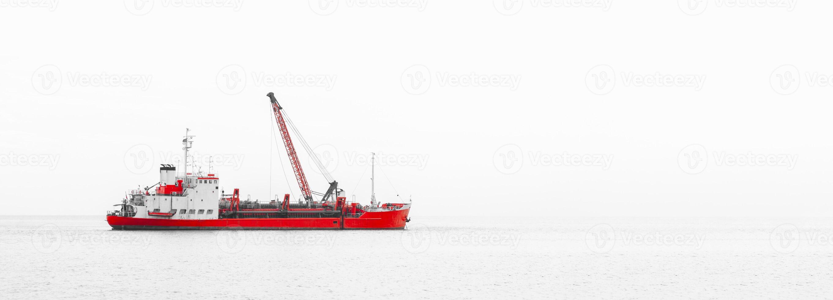 Crane vessel ship boat ship at sea offshore maritime industry wide for banner background photo