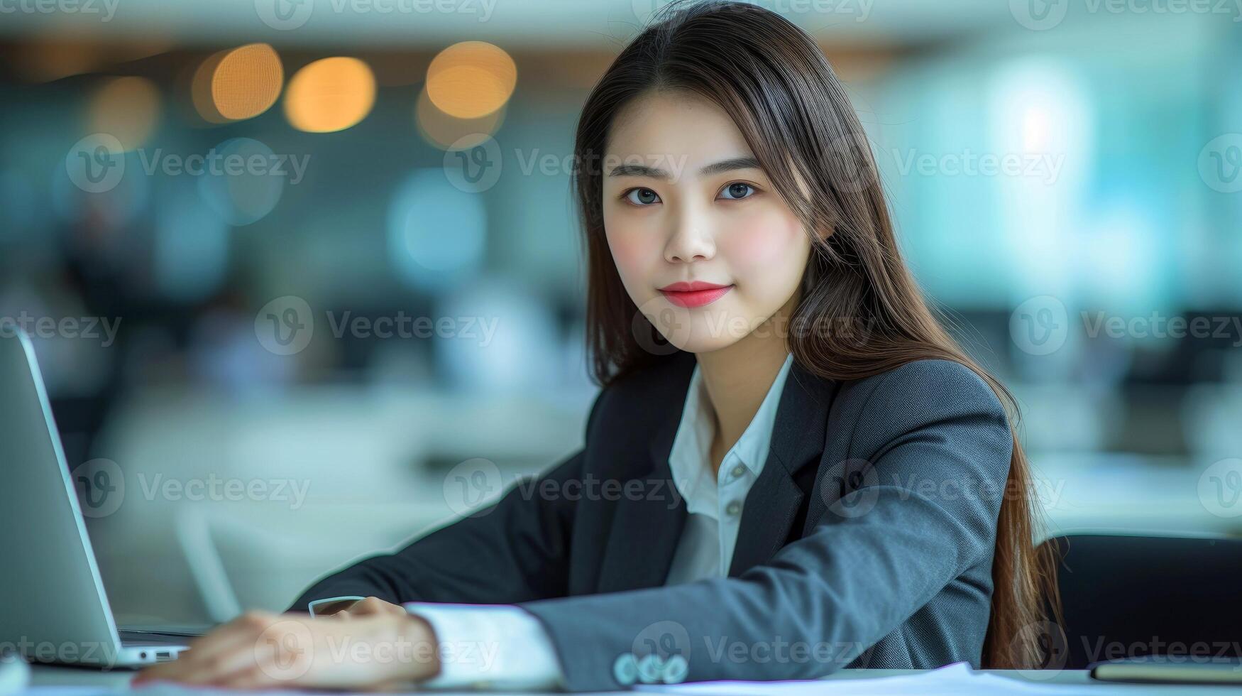 AI generated Close-up, portrait of successful businesswoman posing, Generative AI photo