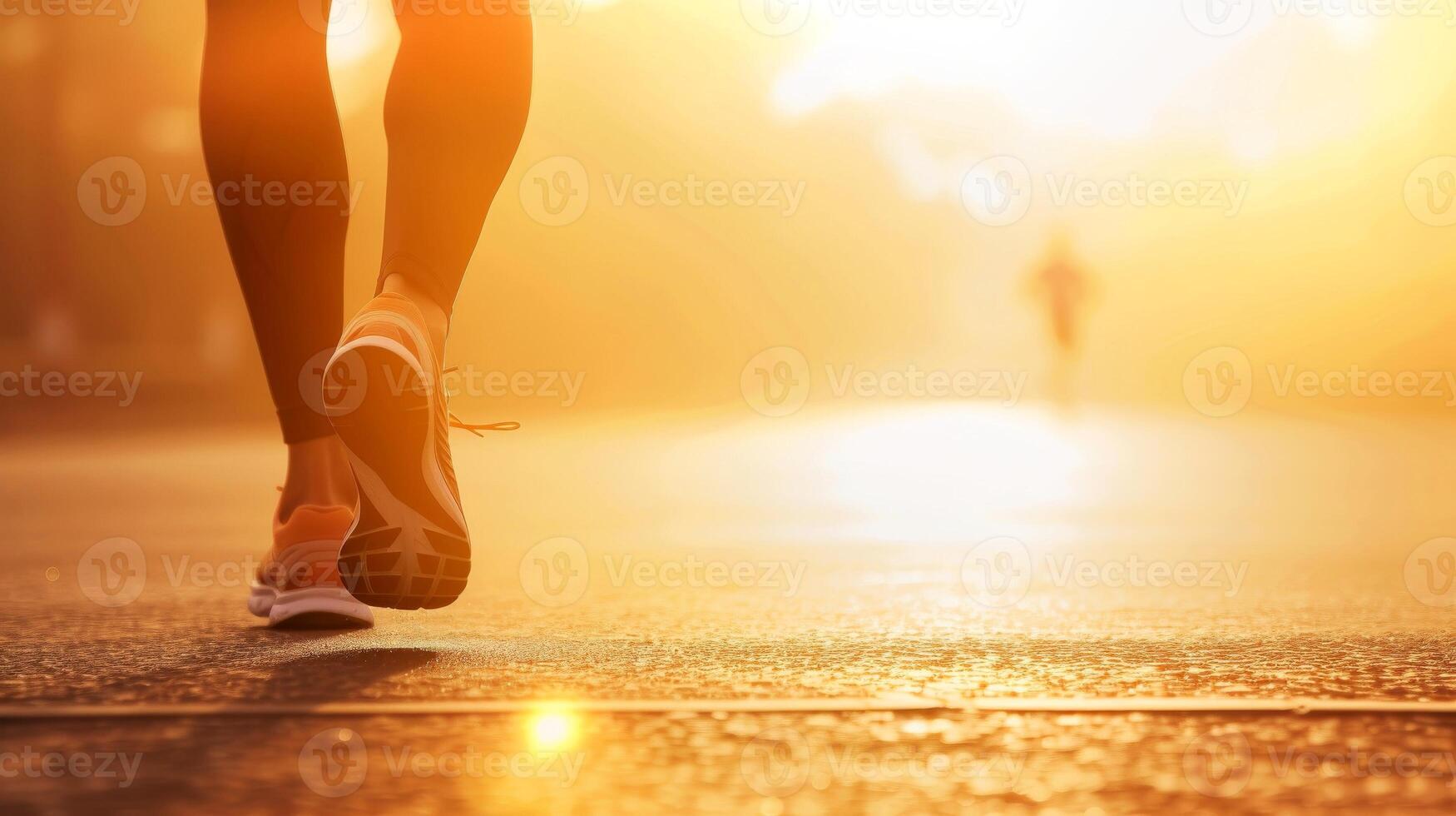 AI generated Close-up of a runner jogging in the rain on a road during a marathon, Generative AI photo