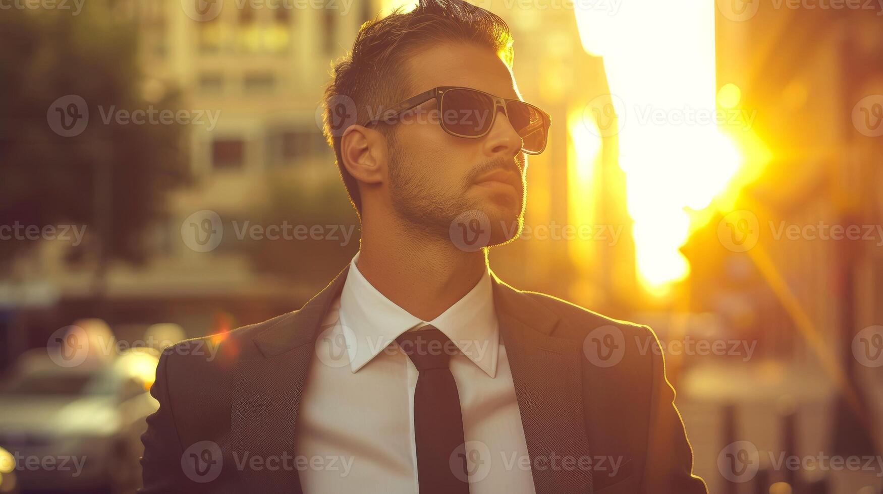 AI generated Close-up, portrait of successful businessman posing, Generative AI photo
