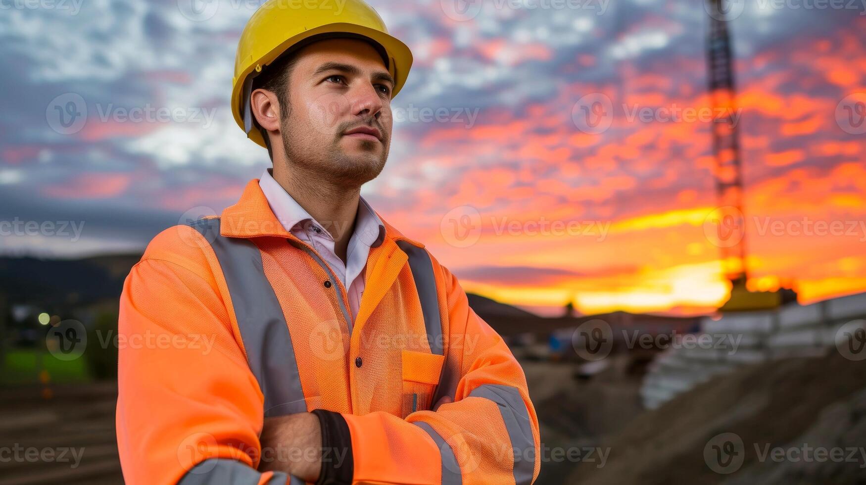 AI generated Smart civil architect engineer working in construction site. engineering concept, Generative AI photo