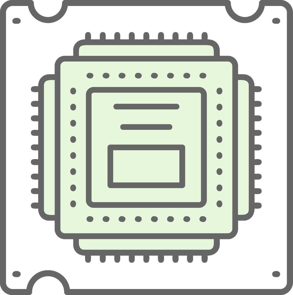 Processor Green Light Fillay Icon vector